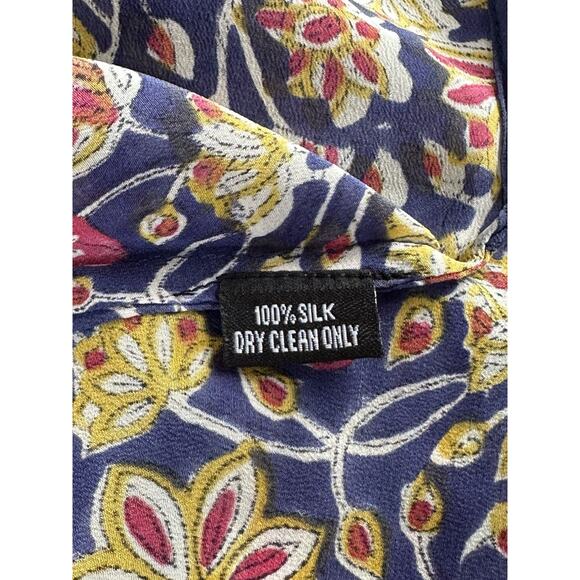 Tolani Size M 100% Silk Multi Color V Neck Long Sleeve Tunic Top Boho - Picture 10 of 14